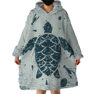 Turtle Impression Hoodie Wearable Blanket WB1929