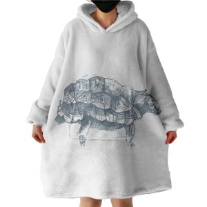 Turtle Pencil Sketch Grey Line Hoodie Wearable Blanket WB0265