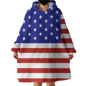 USA Flag Hoodie Wearable Blanket WB0984