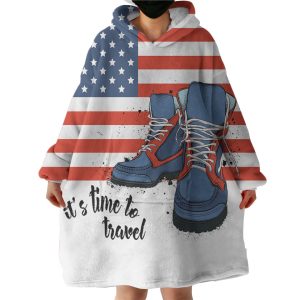 USA It's Time To Travel Hoodie Wearable Blanket WB0473