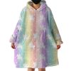 Unicorns Pastel Stripes Hoodie Wearable Blanket WB0132