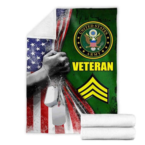United State Army Veteran Flag Blanket Sherpa Blanket Fleece Blanket Birthday Gift Family Blanket 1
