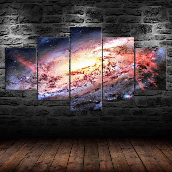 Universe Space Galaxy Nebula Canvas 5 Piece Five Panel Wall Print Modern Art Poster Wall Art Decor 1