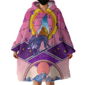 Universe Wolf - Mountain Illustration Hoodie Wearable Blanket WB0943