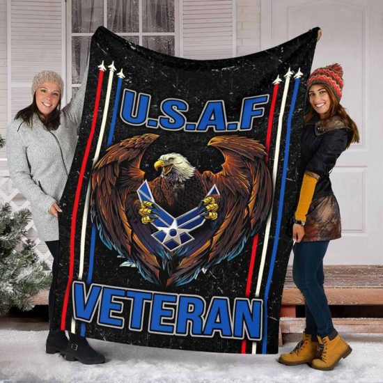 Usaf Veteran Blanket Fleece Blanket Sherpa Blanket Birthday Gift For Anniversary Day Outdoor Blanket 2