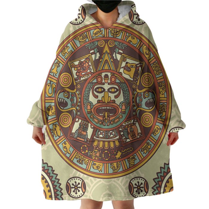 Vintage Ancient Aztec Zodiac Hoodie Wearable Blanket WB0572