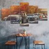 Vintage Beetle Cars Line Up Canvas 5 Piece Five Panel Print Modern Wall Art Poster Wall Art Decor