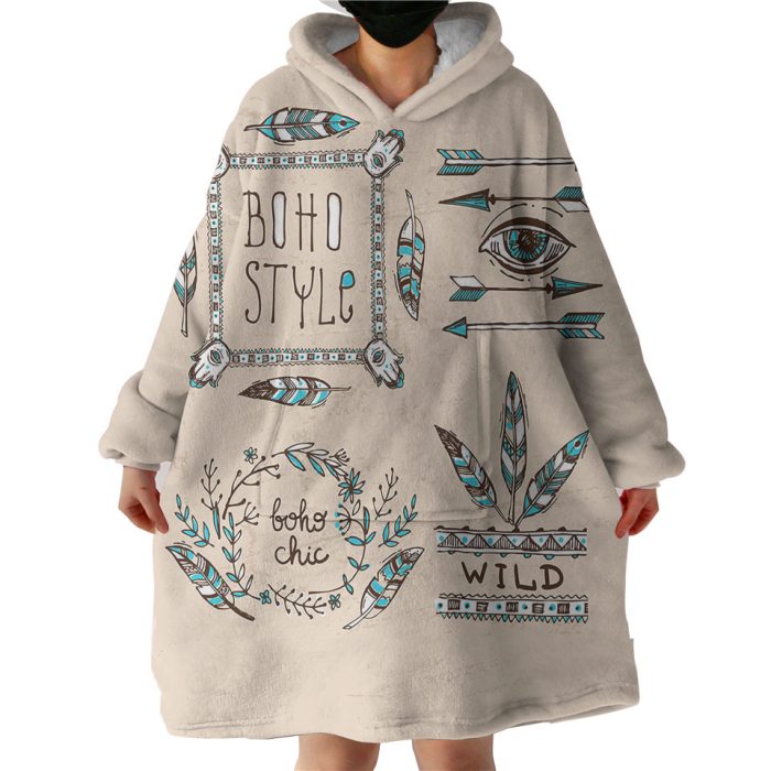 Vintage Boho Style & Chic Hoodie Wearable Blanket WB0650