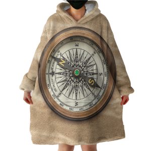 Vintage Brown Compass Hoodie Wearable Blanket WB0942