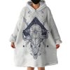 Vintage Buffalo Skull & Compass Sketch Hoodie Wearable Blanket WB0542