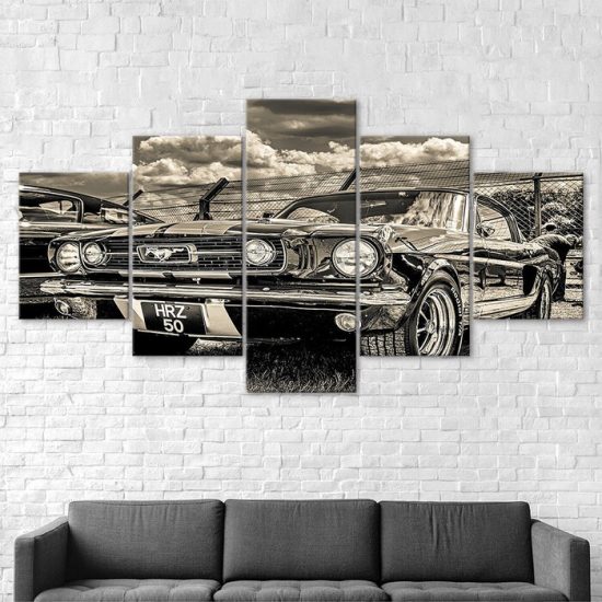 Vintage Car Dodge Challenger Canvas 5 Piece Five Panel Print Modern Wall Art Poster Wall Art Decor 2 1
