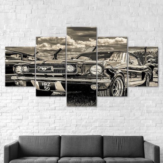 Vintage Car Dodge Challenger Canvas 5 Piece Five Panel Print Modern Wall Art Poster Wall Art Decor 2