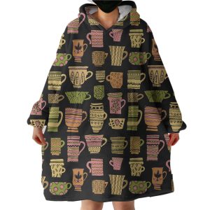 Vintage Ceramic Aztec Pattern Hoodie Wearable Blanket WB0497