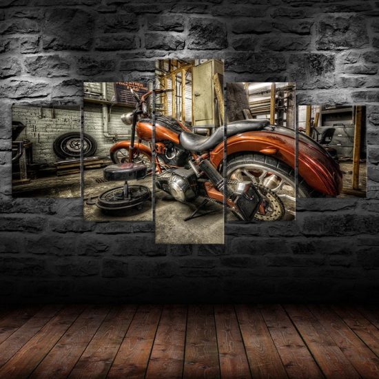 Vintage Classic Motorcycle Canvas 5 Piece Five Panel Print Modern Wall Art Poster Wall Art Decor 1