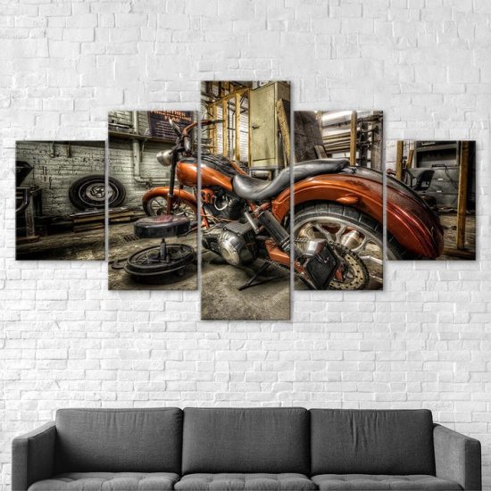 Vintage Classic Motorcycle Canvas 5 Piece Five Panel Print Modern Wall Art Poster Wall Art Decor 2