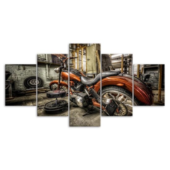 Vintage Classic Motorcycle Canvas 5 Piece Five Panel Print Modern Wall Art Poster Wall Art Decor 3