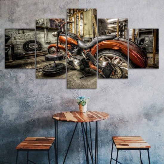 Vintage Classic Motorcycle Canvas 5 Piece Five Panel Print Modern Wall Art Poster Wall Art Decor