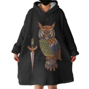 Vintage Color Owl & Knife Hoodie Wearable Blanket WB0515