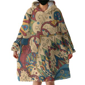Vintage Color Royal Pattern Hoodie Wearable Blanket WB0172