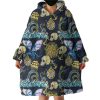 Vintage Dragonflies Skull Hoodie Wearable Blanket WB0182