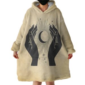 Vintage Flash Hands & Moon Light Hoodie Wearable Blanket WB0393