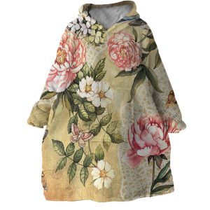 Vintage Flowers Hoodie Wearable Blanket WB1358 1