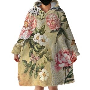 Vintage Flowers Hoodie Wearable Blanket WB1358