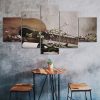 Vintage Guitar Musical Artistic Scenery 5 Piece Five Panel Canvas Print Modern Poster Wall Art Decor