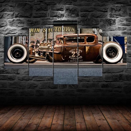 Vintage Hot Rod Classic Old Car 5 Piece Five Panel Canvas Print Modern Poster Wall Art Decor 1