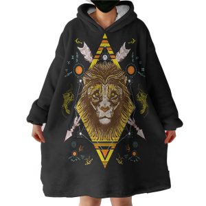 Vintage Lion Arrows Aztec Illustration Hoodie Wearable Blanket WB0655