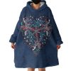 Vintage Mandala Heart Pattern Hoodie Wearable Blanket WB0452