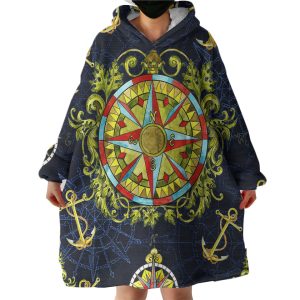 Vintage Ocean Compass Hoodie Wearable Blanket WB0589