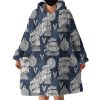 Vintage Pirate Ship & Eagles Hoodie Wearable Blanket WB0184
