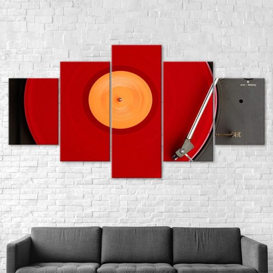 Vintage Turntable Music Player 5 Piece Five Panel Canvas Print Modern Poster Wall Art Decor 2