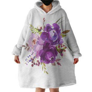 Violet Flowers Hoodie Wearable Blanket WB0999