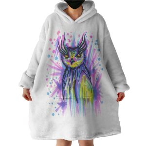 Water Color Owl Sketch Hoodie Wearable Blanket WB0489