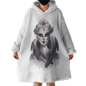 Watercolor Dark Female Witch Hoodie Wearable Blanket WB0152