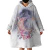 Watercolor Flowers And Moon Hoodie Wearable Blanket WB0129
