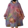 Watercolor Flowers Peach Pink Theme Hoodie Wearable Blanket WB0204