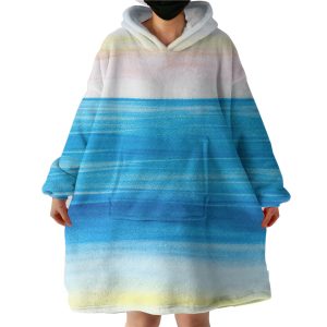 Watercolor Gradient White Blue Hoodie Wearable Blanket WB0283