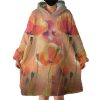 Watercolor Orange Flowers Hoodie Wearable Blanket WB0196