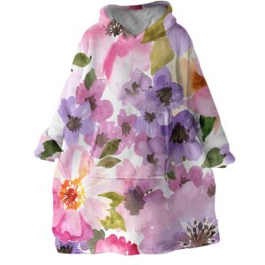 Watercolored Flowers Hoodie Wearable Blanket WB1548 1