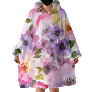 Watercolored Flowers Hoodie Wearable Blanket WB1548