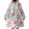 Watercolored Flowers Hoodie Wearable Blanket WB2010
