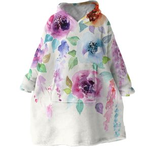 Watercolored Roses Hoodie Wearable Blanket WB1605 1