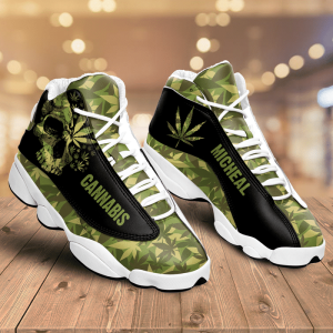 Weed Camo Cannabis Skull Custom Name Air Jordan 13 Shoes 1