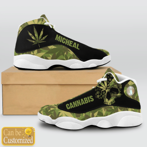 Weed Camo Cannabis Skull Custom Name Air Jordan 13 Shoes 2
