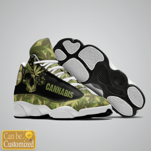 Weed Camo Cannabis Skull Custom Name Air Jordan 13 Shoes 3