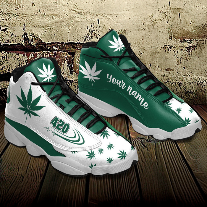 Weed Green 420 Custom Name Air Jordan 13 Shoes 1