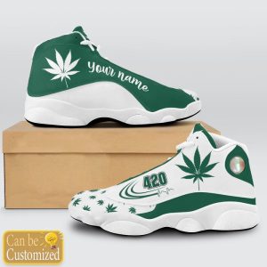 Weed Green 420 Custom Name Air Jordan 13 Shoes 2